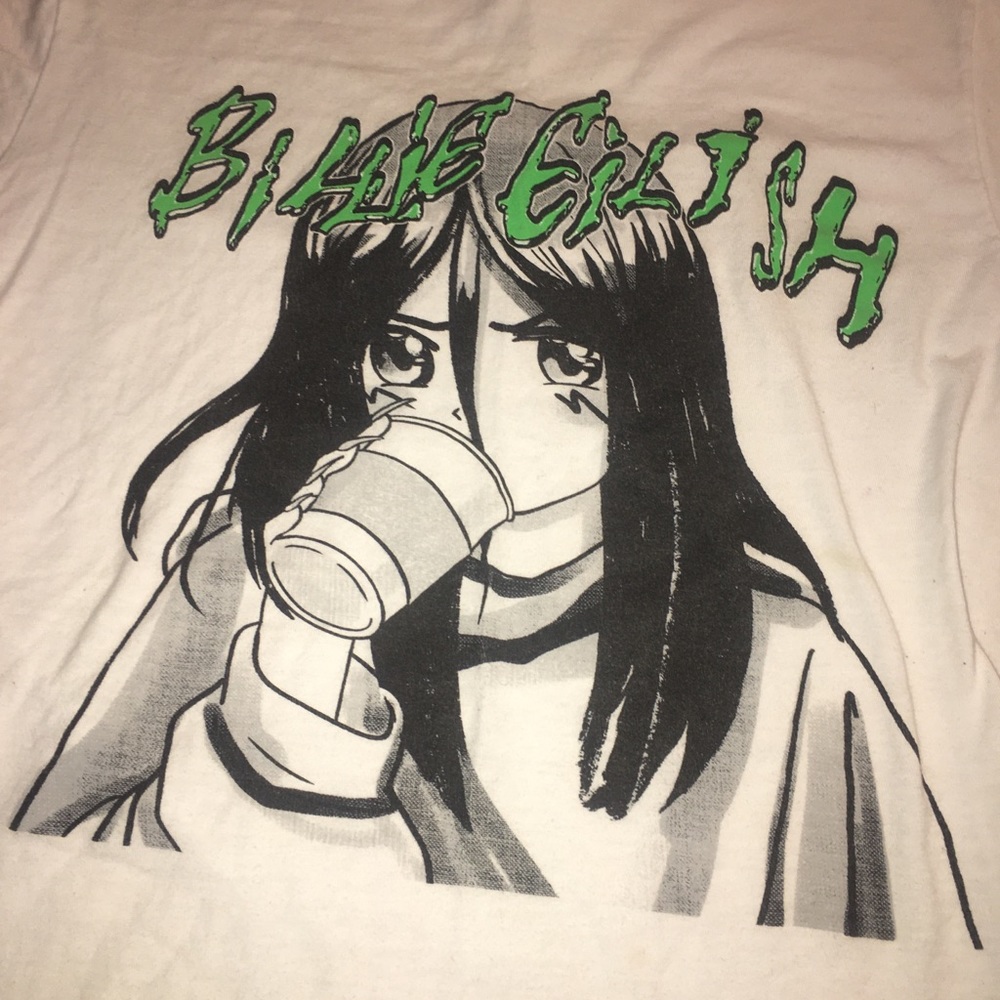 Billie eilish anime girl tshirt (size large color white)